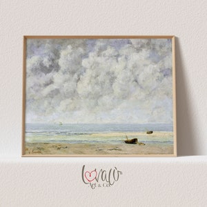Vintage Muted Coastal Painting, Mediterranean Art Print, Printable Vintage Artwork - PRINTABLE Digital Download | LA_113