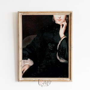 Moody Victorian Portrait Painting, Woman Wall Art, Vintage Art Print, Dark Academia Decor, Baroque Print, PRINTABLE Digital Download, LA_150