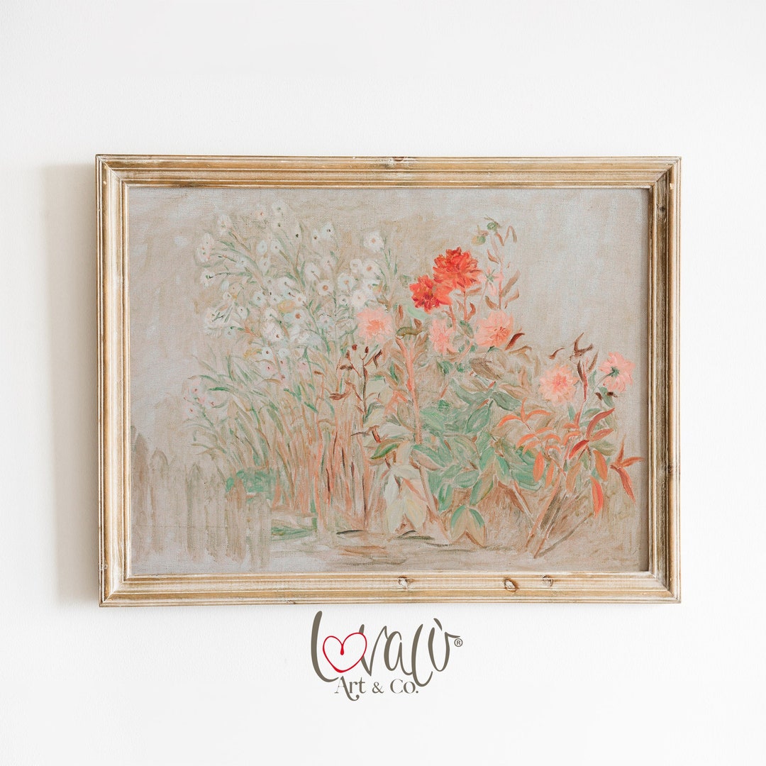 Vintage Floral Oil Painting: Country Cottage Roses Still Life ...
