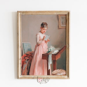 Girls Room Vintage Art Print | Antique Art Girl Pastel Watercolor | Girls Room flowers Wall Decor | PRINTABLE Digital Art LA_169