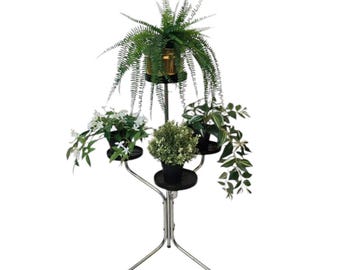 Vintage Mid Century Modern bauhaus metal and bakelite Plant Stand, 1960s
