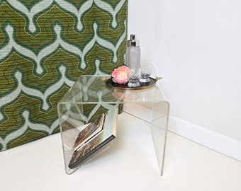 Vintage Lucite Table with holder for magazines or vinyl records Space Age Atomic Era Plexiglass Table