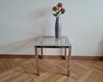 Vintage Mid Century Modern Small Chrome and glass Table