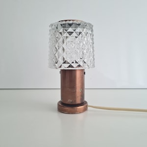 Vintage Mid Century Modern small copper table lamp by Kamenicky Senov, Czechoslovakia