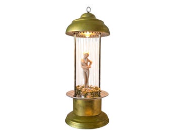 Vintage Oil Rain Lamp Hollywood Regency metal Fountain Light 1980s