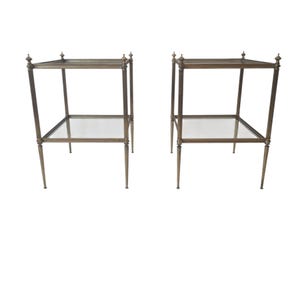 Vintage Hollywood Regency Gold Brass and Glass Side Table (Price per 1)
