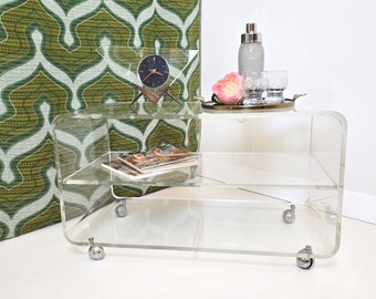 Table en plexiglas vintage Space Age Atomic Cart en plexiglas