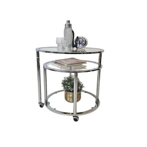 Vintage Mid Century Modern Chrome and glass transformer coffee table with 3 glasses