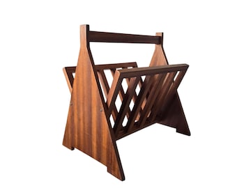 Vintage Mid Century Wooden Magazine Rack, Danish Style