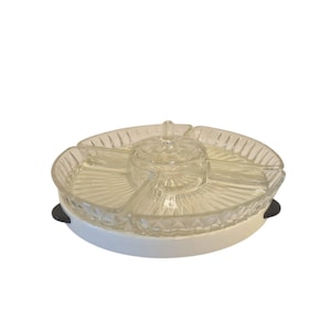 Mid century modern serving rotating tray with bowls 70s