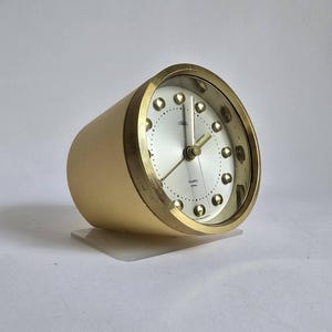 Mid Century Modern plastic brass alarm Clock PRIM Czechoslovakia 60s