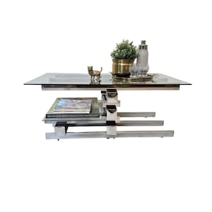 Vintage Mid Century Modern chrom and glass TV Table