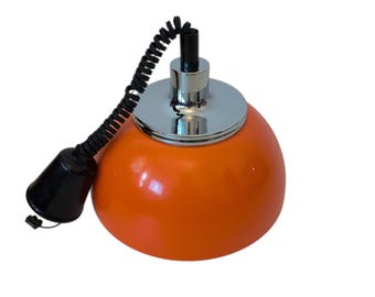 Vintage Space Age orange UFO Ceiling Lamp with Adjustable Spotlight – Spring Height Mechanism