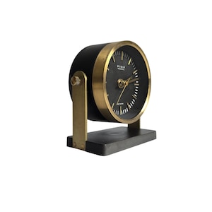 Mid Century Modern plastic brass alarm Clock PRIM Czechoslovakia 60s