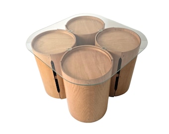 Vintage Mid Century Modern Set Beistelltische aus Eichenholz, Tschechien 1960er Jahre