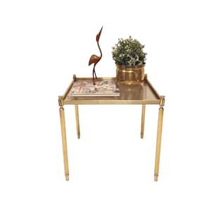 Vintage Mid Century Modern brass and smoky glass table