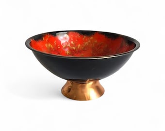 Vintage Mid Century Modern Enameled Copper Bowl DDR FISCHLAND 70s