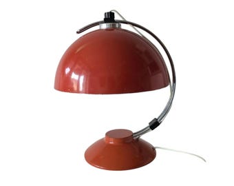 Vintage MСM Space Age  Red big Mushroom Desk Lamp, Modernist Design Czechoslovakia 1970s