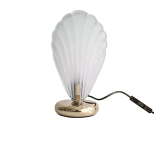 Vintage Hollywood Regency desk Glass and brass shell Lamp Made in Italy