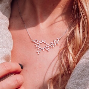 Silver oxytocin molecule necklace, Christmas gift for women in science, midwife gift, doula gift, chemistry gift, biology gift, science gift