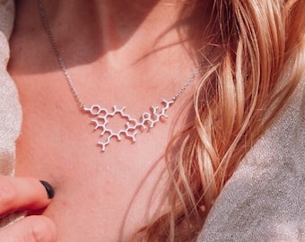 Sterling Silver Oxytocin Molecule Necklace, Science Jewelry