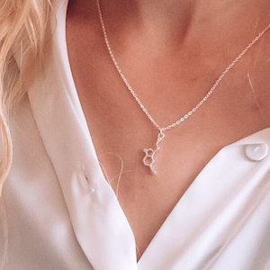 Sterling Silver Serotonin Necklace, Serotonin Jewellery, Science Jewellery, Chemistry Necklace, Chemistry Gift, Happiness Jewellery