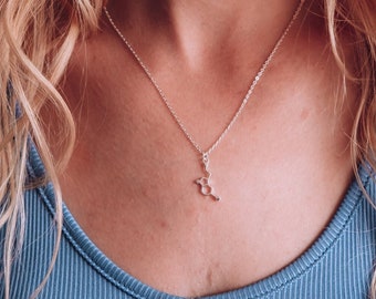 Sterling Silver Serotonin Molecule Necklace, STEM Gift