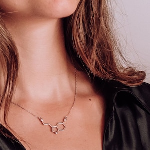 Sterling Silver Serotonin Necklace, Happiness molecule, Happiness gifts, Gift for best friend, Valentine's gift for her image 2