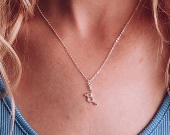 Sterling Silver Serotonin Molecule Necklace, Science Gift