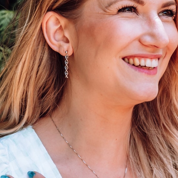 Sterling Silver DNA Earrings, DNA Jewellery, Science Jewellery, Chemistry Necklace, Chemistry Gift, Biology Necklace, Biology Gift
