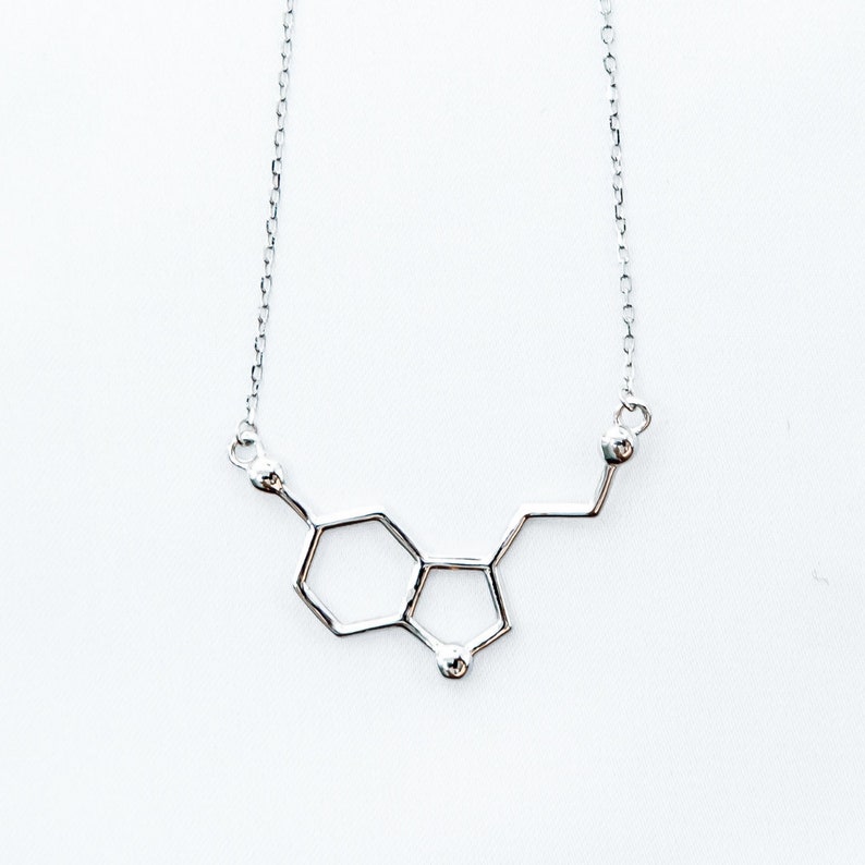 Sterling Silver Serotonin Necklace, Happiness molecule, Happiness gifts, Gift for best friend, Valentine's gift for her image 4