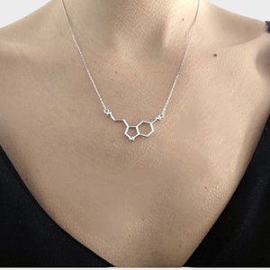 Sterling Silver Serotonin Necklace, Happiness molecule, Happiness gifts, Gift for best friend, Valentine's gift for her image 5