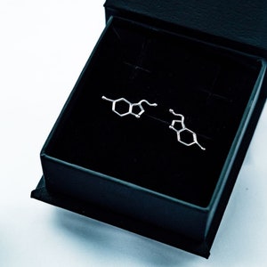 Silver serotonin molecule Earrings, Graduation gifts for her, Anniversary gift, Valentines gift, Mothers day gift