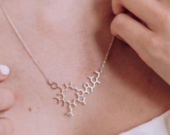 Sterling Silver Oxytocin Molecule Necklace: Science Gift