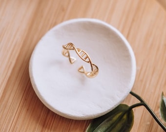Gold DNA Helix Ring, Science Jewelry Gift