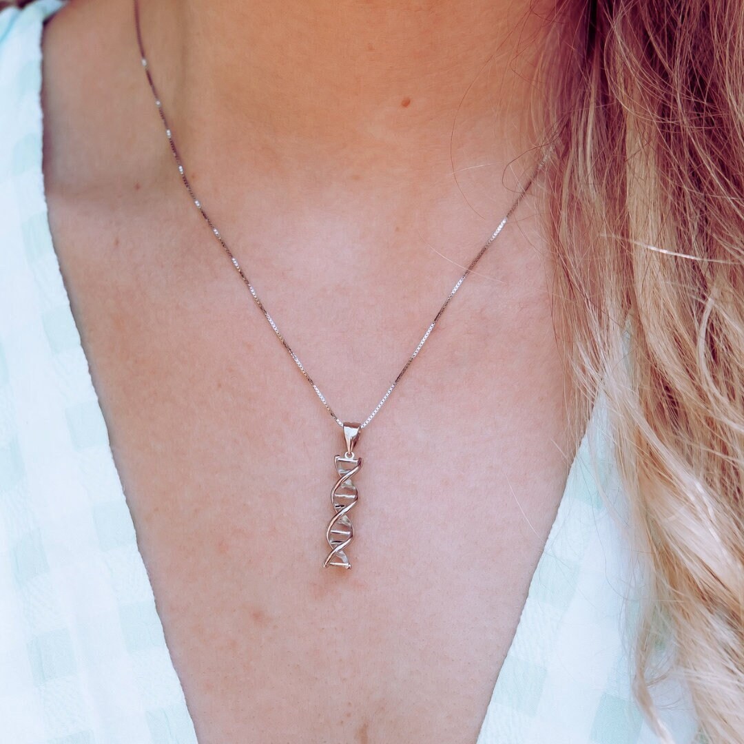Sterling Silver DNA Necklace: Science Teacher Gift - Etsy