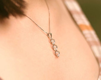 Sterling Silver DNA Double Helix Necklace, DNA Jewellery, Science Jewellery, Chemistry Necklace, Biology Necklace
