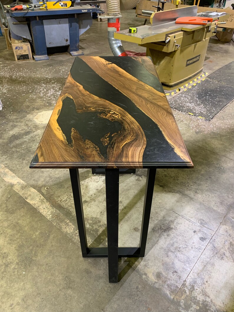 Black Walnut & Black Epoxy Table sofa Table Entryway Table Etsy