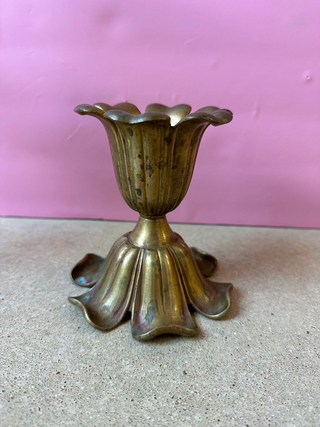 Vintage Brass Flower Candle Holder Art Deco Jack in the Pulpit Etsy
