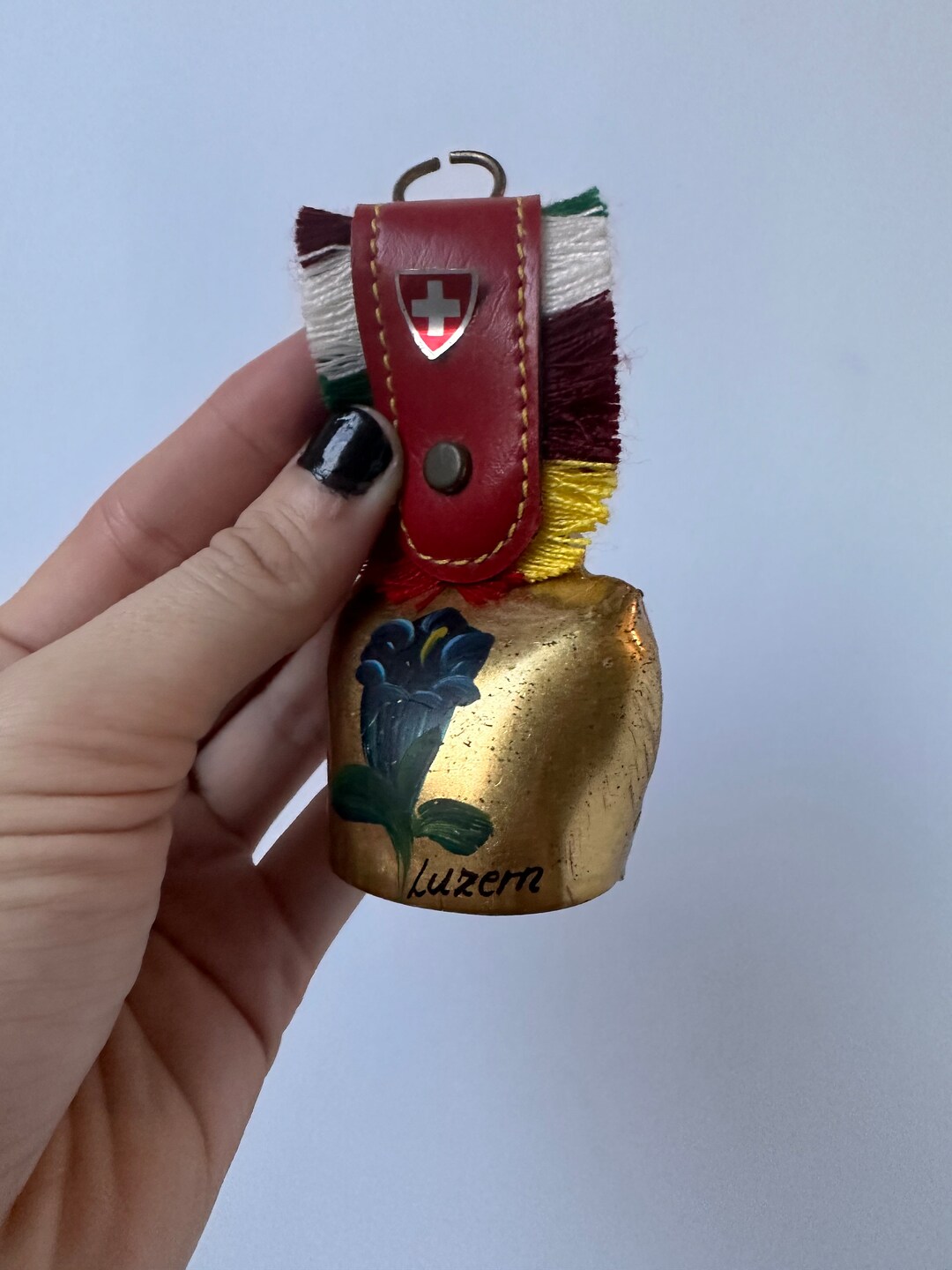 Vintage Swiss Brass Cow Bell on Leather Fringe Strap Luzera Etsy