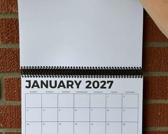 8.5x11 - 2027 Scrapbook Calendar (Landscape) - Black or Colorful