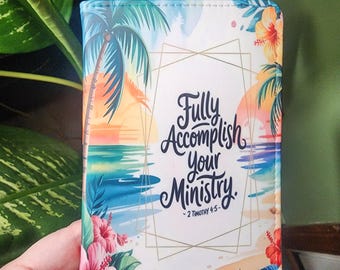 Small Tract Holder - Fully Accomplish Your Ministry - English or Spanish - HP Tropical - Personalized
