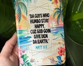 JW Small Tract Holder - Hawaiian Pidgin- Matthew 5:5  - HP Tropical - Personalized