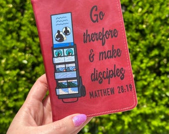 Small Tract Holder - Go Make Disciples  - English or Spanish - Cart - Personalized - Red