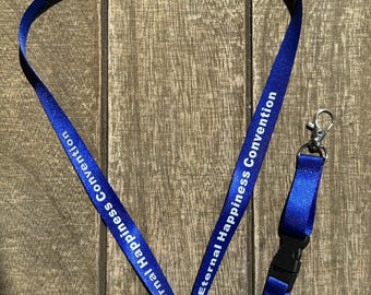 2026 Eternal Happiness Name Badge Lanyard - Blue and White - English