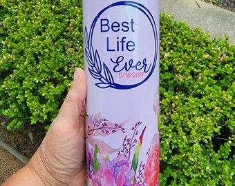 Baptism Best Life Ever Personalized 20oz Tumbler - Floral