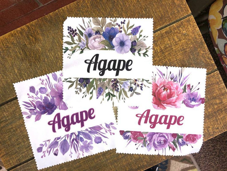 Agape Lettering Design Microfiber Lens Cloth Agape - Black Font, Purple Font or Magenta - Etsy