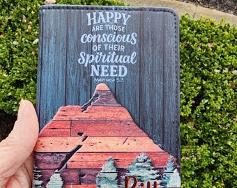 Small Tract Holder - 2026 Year Text - Matthew5:3  - English or Spanish - Wooden look - Personalized