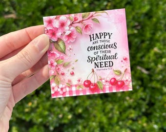 Fridge Magnet - JW 2026 Year Text - Matthew 5:3- English or Spanish - Cherries