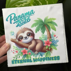 Microfiber Lens Cloth - 2026 Eternal Happiness Panama International Convention - Sloth